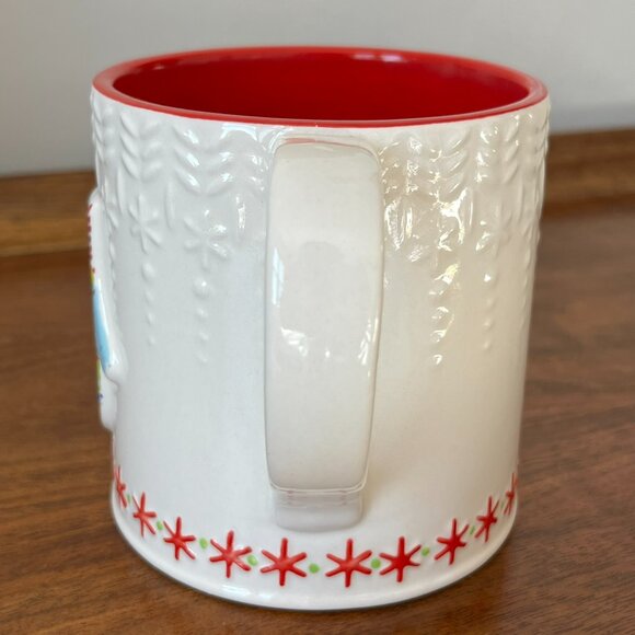 Anthropologie Bundled Up Monogram Letter "A" Mitten Mug Red Stoneware Snowflake - Picture 6 of 8